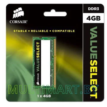 Оперативная память Corsair Value Select 4GB DDR3 SO-DIMM PC3-10600 (CMSO4GX3M1C1333C9) картинка 3